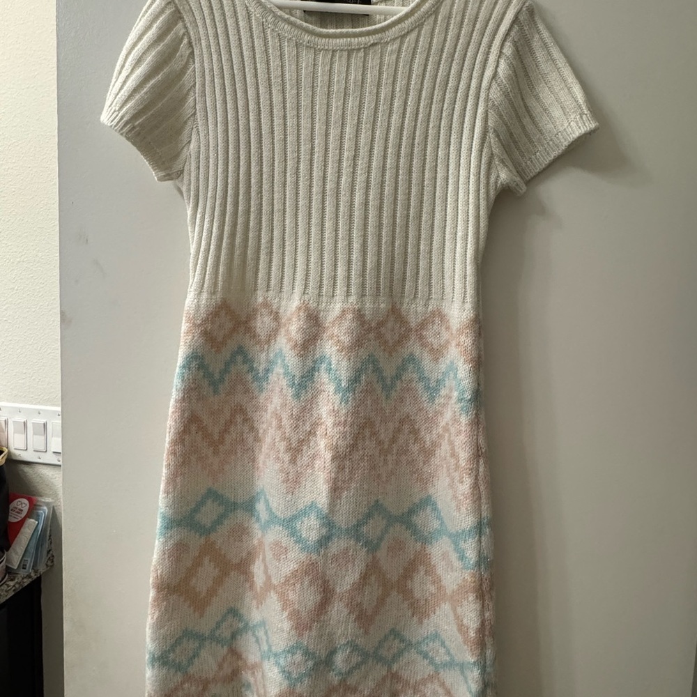 Kids Ivory and Pastel Patterned Dress